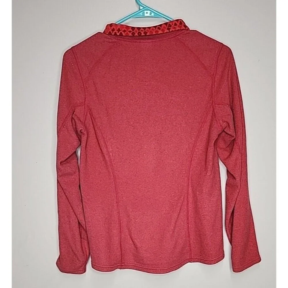 Women's North Face 1/4 Zip ROSE RED Fleece Jacket  pullover Aztec Collar Small